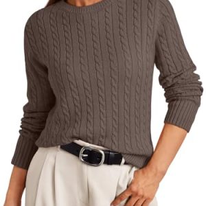 Womens Lightweight Cable Knit Soft Business Casual Trendy Classic Pullover Sweaters Fall Outfits 2025