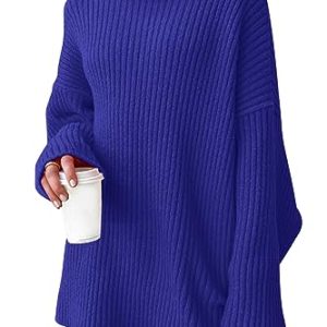 Womens Turtleneck Oversized Long Sweater Dress 2025 Plus Size Tunic Pullover Knit Winter Dresses