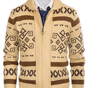 Men's Casual Curling Sweater Cardigans Full Zip Knitted Sweater