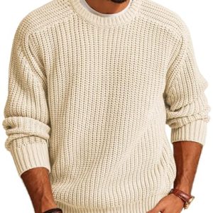 Mens Sweater Crewneck Knit Sweaters Casual Textured Pullover Sweater
